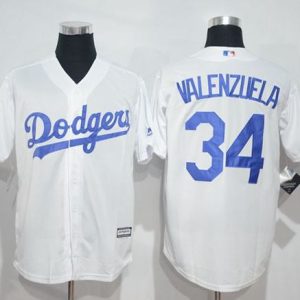 Los Angeles Dodgers #34 Fernando Valenzuela White New Cool Base Stitched MLB Jersey