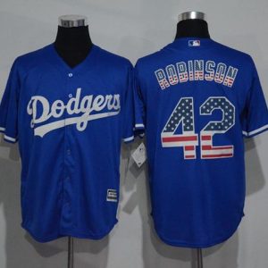 Los Angeles Dodgers #42 Jackie Robinson Blue USA Flag Fashion Stitched MLB Jersey