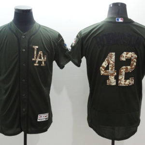 Los Angeles Dodgers #42 Jackie Robinson Green Flexbase Collection Salute to Service Stitched MLB Jersey