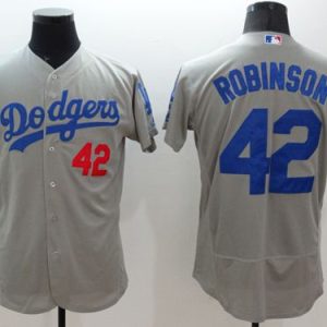 Los Angeles Dodgers #42 Jackie Robinson Grey Flexbase Collection Stitched MLB Jersey