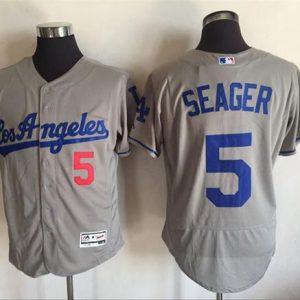 Los Angeles Dodgers #5 Corey Seager Grey Flexbase Collection Road Stitched MLB Jersey