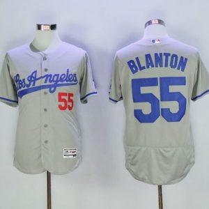 Los Angeles Dodgers #55 Joe Blanton Grey Flexbase Collection Road Stitched MLB Jersey