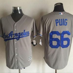 Los Angeles Dodgers #66 Yasiel Puig Grey New Cool Base Stitched MLB Jersey