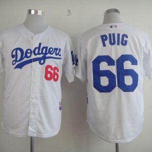 Los Angeles Dodgers #66 Yasiel Puig White Cool Base Stitched MLB Jersey