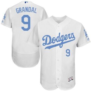 Los Angeles Dodgers #9 Yasmani Grandal White Flexbase Collection 2016 Father's Day Stitched MLB Jersey