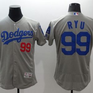 Los Angeles Dodgers #99 Hyun-Jin Ryu Grey Flexbase Collection Stitched MLB Jersey