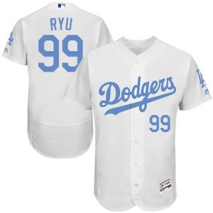 Los Angeles Dodgers #99 Hyun-Jin Ryu White Flexbase Collection 2016 Father's Day Stitched MLB Jersey