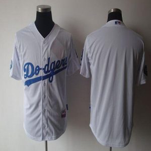 Los Angeles Dodgers Blank White With 50th Anniversary Dodger Stadium Patch Stitched MLB Jersey