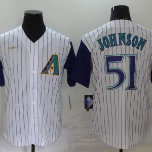 Men Arizona Diamondbacks #51 Randy Johnson White Throwback Cool Base Stitched MLB Jersey