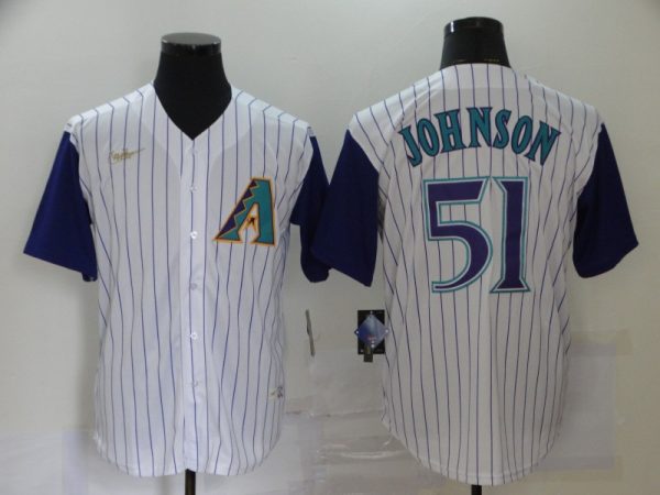 Men Arizona Diamondbacks #51 Randy Johnson White Throwback Cool Base Stitched MLB Jersey