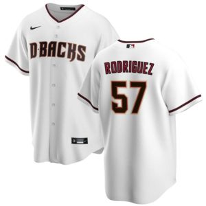 Men Arizona Diamondbacks #57 Eduardo Rodriguez White Cool Base Stitched Baseball Jersey