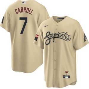 Men Arizona Diamondbacks #7 Corbin Carroll 2021 Gold City Connect Cool Base Stitched Jersey