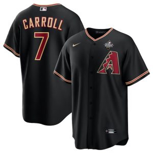 Men Arizona Diamondbacks #7 Corbin Carroll Black 2023 World Series Cool Base Stitched Baseball Jersey