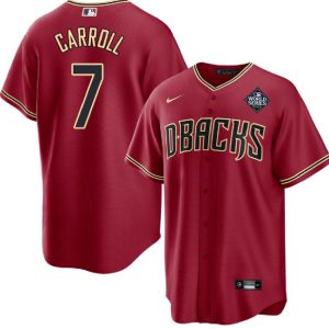 Men Arizona Diamondbacks #7 Corbin Carroll Red 2023 World Series Cool Base Stitched Baseball Jersey