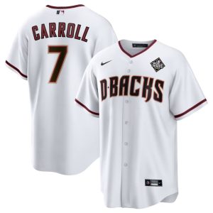 Men Arizona Diamondbacks #7 Corbin Carroll White 2023 World Series Cool Base Stitched Baseball Jersey