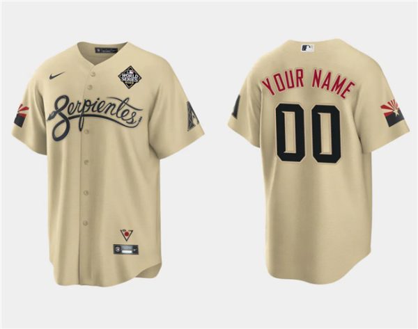 Men Arizona Diamondbacks Active Player Custom Gold 2023 World Series City Connect Cool Base Stitched Baseball Jersey