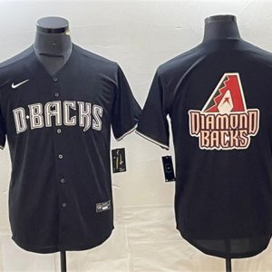 Men Arizona Diamondbacks Black Team Big Logo Cool Base Stitched Baseball Jersey