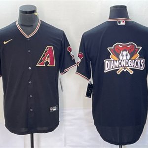 Men Arizona Diamondbacks Black Team Big Logo Cool Base Stitched Baseball Jersey