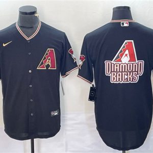 Men Arizona Diamondbacks Black Team Big Logo Cool Base Stitched Baseball Jersey