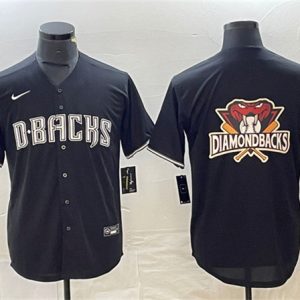 Men Arizona Diamondbacks Black Team Big Logo Cool Base Stitched Baseball Jersey