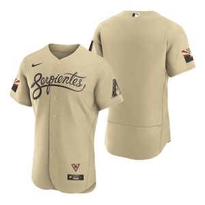 Men Arizona Diamondbacks Blank Serpientes Gold 2021 City Connect Flex Base Stitched MLB Jersey