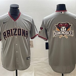 Men Arizona Diamondbacks Gray Team Big Logo Cool Base Stitched Baseball Jersey