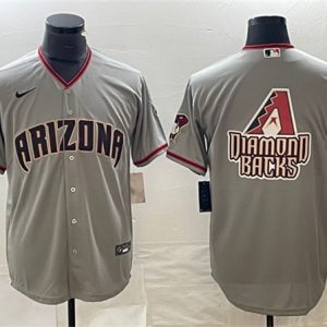 Men Arizona Diamondbacks Gray Team Big Logo Cool Base Stitched Baseball Jersey