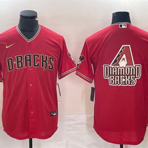 Men Arizona Diamondbacks Red Team Big Logo Cool Base Stitched Baseball Jersey