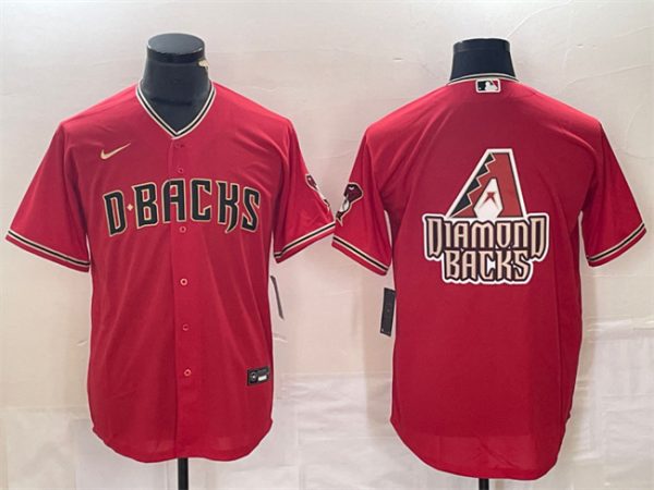 Men Arizona Diamondbacks Red Team Big Logo Cool Base Stitched Baseball Jersey