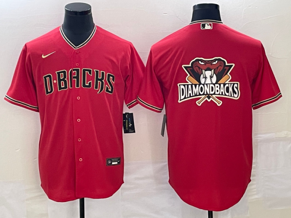 Men Arizona Diamondbacks Red Team Big Logo Cool Base Stitched Baseball Jersey