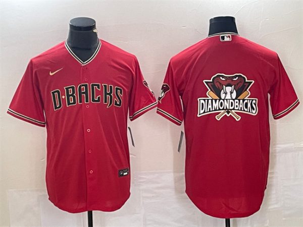 Men Arizona Diamondbacks Red Team Big Logo Cool Base Stitched Baseball Jersey