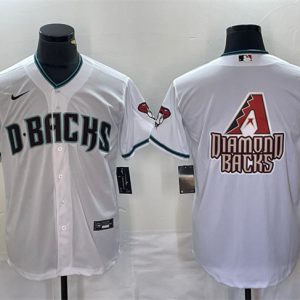 Men Arizona Diamondbacks White Team Big Logo Cool Base Stitched Baseball Jersey