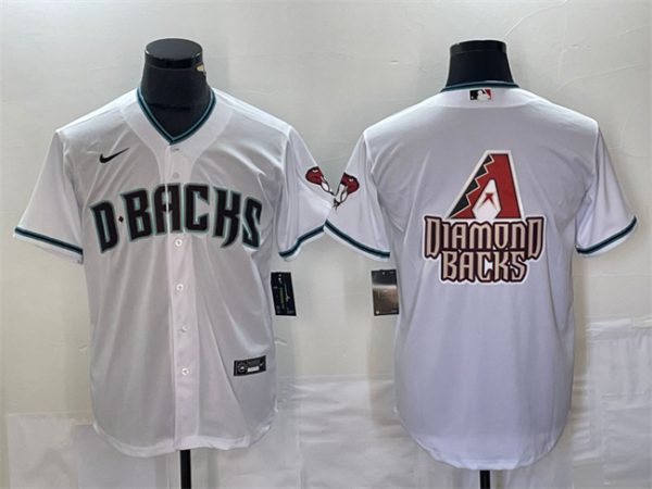 Men Arizona Diamondbacks White Team Big Logo Cool Base Stitched Baseball Jersey