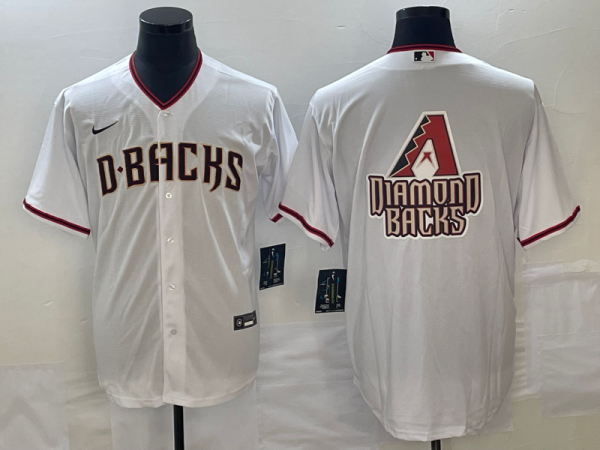 Men Arizona Diamondbacks White Team Big Logo Cool Base Stitched Baseball Jersey