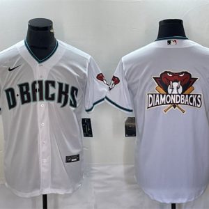 Men Arizona Diamondbacks White Team Big Logo Cool Base Stitched Baseball Jersey