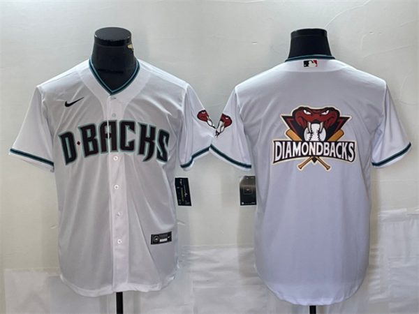 Men Arizona Diamondbacks White Team Big Logo Cool Base Stitched Baseball Jersey