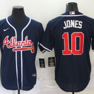 Men Atlanta Braves #10 Chipper Jones Navy Cool Base Stitched Baseball Jersey