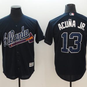 Men Atlanta Braves #13 Ronald Acuna Jr Navy Flexbase Stitched MLB Jersey