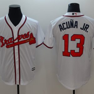 Men Atlanta Braves #13 Ronald Acuna Jr White Flexbase Stitched MLB Jersey