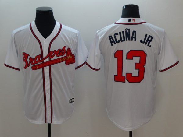 Men Atlanta Braves #13 Ronald Acuna Jr White Flexbase Stitched MLB Jersey