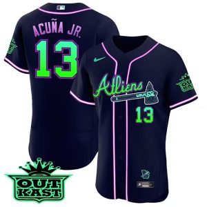 Men Atlanta Braves #13 Ronald Acuna Jr. 2023 Galaxy Flex Base Stitched Jersey