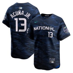 Men Atlanta Braves #13 Ronald Acuna Jr. Royal 2023 All-Star Cool Base Stitched Baseball Jersey