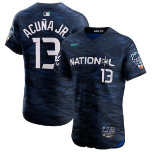 Men Atlanta Braves #13 Ronald Acuna Jr. Royal 2023 All-Star Flex Base Stittched Jersey