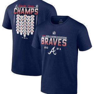 Men Atlanta Braves 2021 Navy World Series Champions Jersey Roster T-Shirt