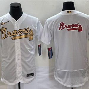 Men Atlanta Braves 2022 All-Star White Team Big Logo Flex Base Stitched Jersey