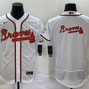 Men Atlanta Braves 2022 White Gold World Series Champions Program Team Big Logo Flex Base Stitched Jersey