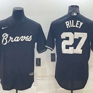 Men Atlanta Braves #27 Austin Riley Black Cool Base Stitched Baseball Jersey