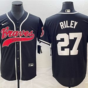 Men Atlanta Braves #27 Austin Riley Black Cool Base Stitched Baseball Jersey