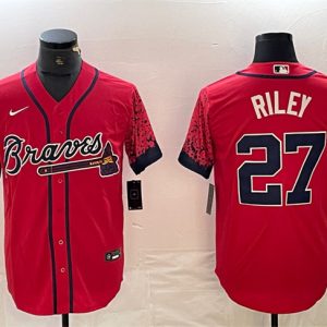 Men Atlanta Braves #27 Austin Riley Red City Connect Cool Base Stitched Baseball Jersey