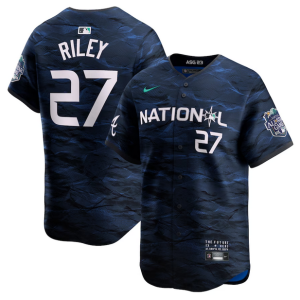 Men Atlanta Braves #27 Austin Riley Royal 2023 All-star Cool Base Stitched Baseball Jersey